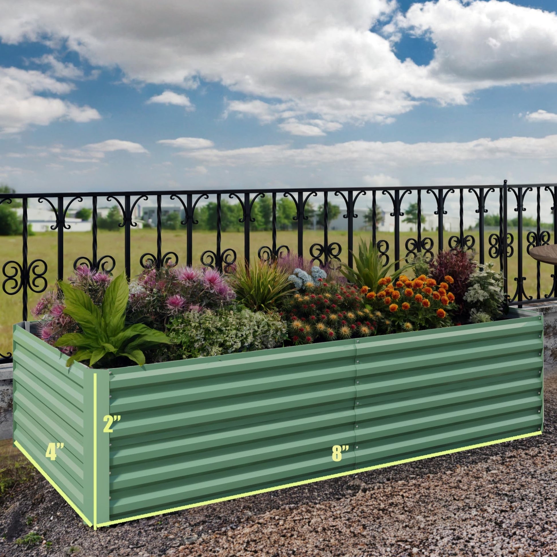 Garvee 2PCS Raised Garden Bed 240x120x60cm Galvanized Outdoor Planter Box for Vegetables and Flowers Extra Deep Metal Garden Bed with Safety Rubber Edging Green