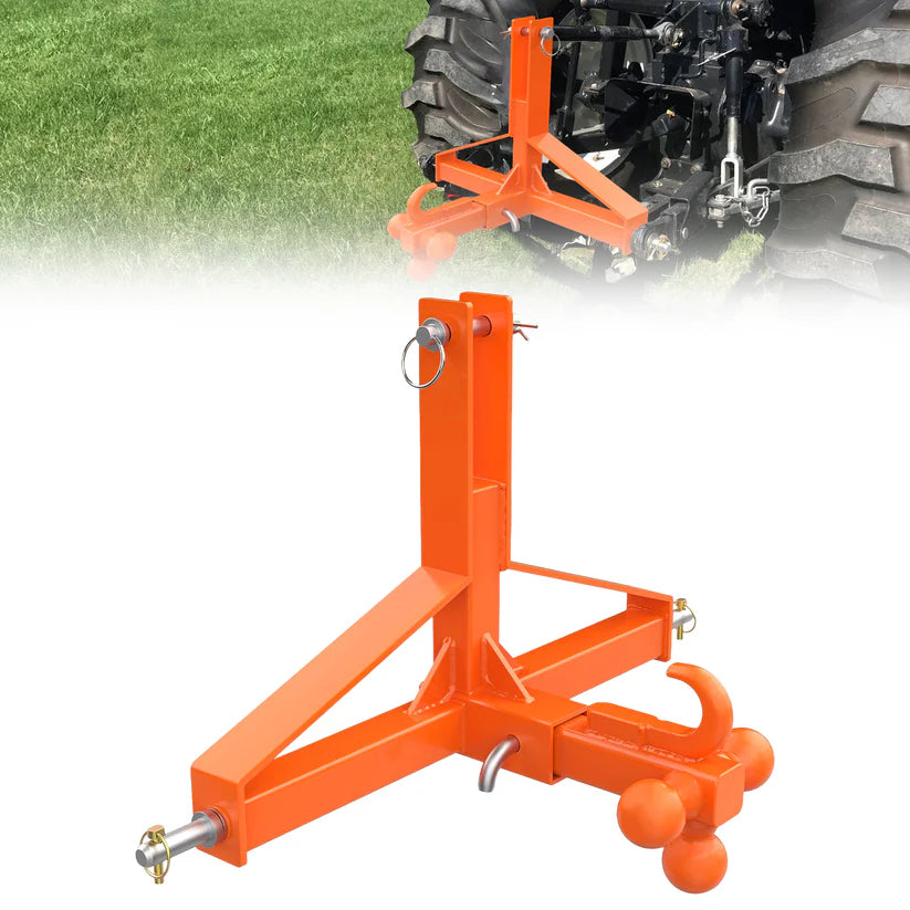 Garvee Orange 3-Point Hitch Receiver Category 1 Heavy-Duty Tractor Attachment with 5 cm Trailer Hitch Receiver for Compact and Sub-Compact Tractors