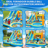 Garvee 9 in 1 Inflatable Water Slide Park for Backyard Dual Racing Slides Climbing Wall Trampoline Splash Pool 483x381x242 cm