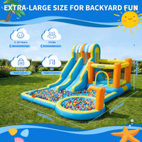 Garvee 9 in 1 Inflatable Water Slide Park for Backyard Dual Racing Slides Climbing Wall Trampoline Splash Pool 483x381x242 cm