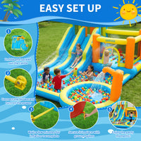 Garvee 9 in 1 Inflatable Water Slide Park for Backyard Dual Racing Slides Climbing Wall Trampoline Splash Pool 483x381x242 cm