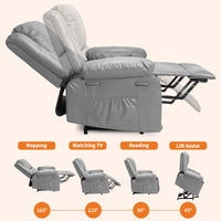 Garvee Electric Power Lift Riser Recliner Chair for Elderly Massage & Heat Vibration Sofa with USB Port and Cup Holders Grey PU Leather