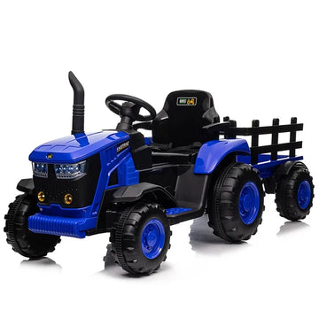 Garvee 12V Kids Ride-On Electric Tractor with Detachable Trailer, Blue – Dual 35W Motors, Parent Remote Control & Bluetooth Music, 159 x 65 x 55 cm