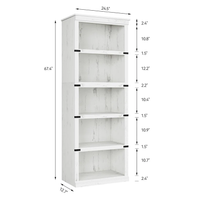 Garvee 5-Tier Farmhouse Bookcase Tall Industrial Bookshelf with Metal Frame and X-Design Support Open Storage Display Shelves for Home Office Living Room White