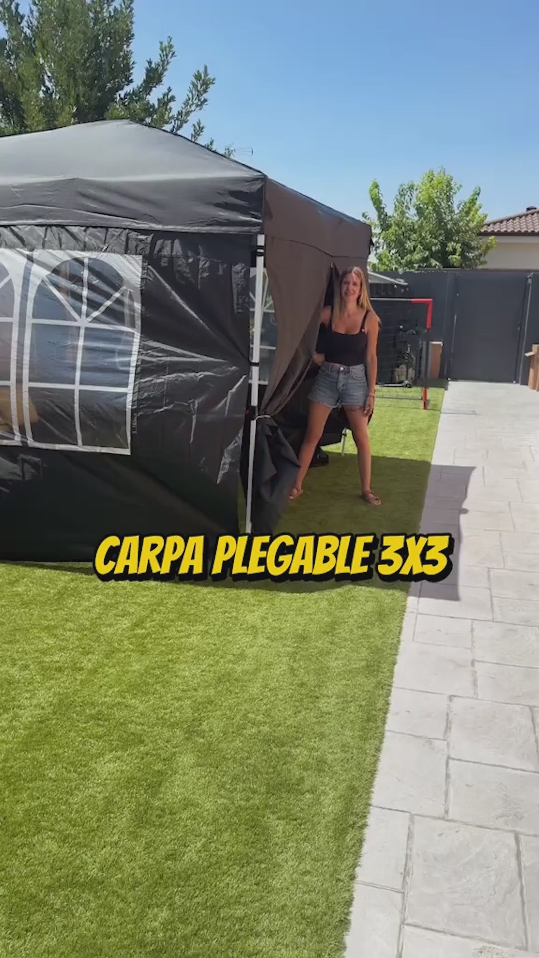 Garvee 3x3m Pop-Up Gazebo with 4 Sidewalls – Heavy-Duty Waterproof Garden Marquee, 420D UV50+ Canopy with Adjustable Height for Outdoor Events