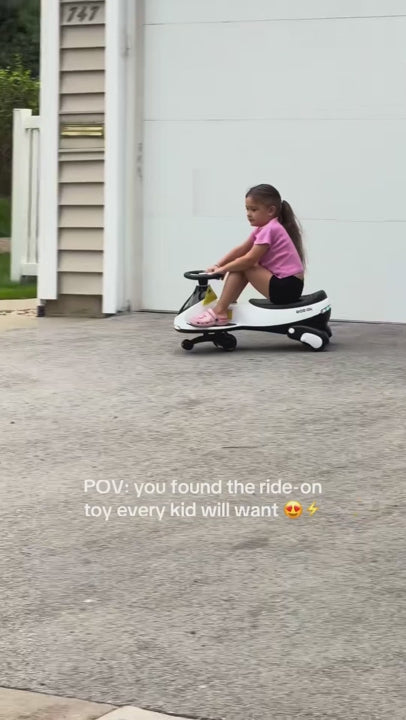 Garvee 12V 2-in-1 Electric Wiggle Car for Kids with Music, Ride On Twist Toy for Toddlers Aged 2.5+ (Up to 30kg) - 78 x 31 x 40 cm