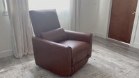 Garvee 360 Swivel Rocker Recliner Chair Manual Wingback Sofa Armchair with Padded Seat for Living Room Nursery and Bedroom Brown PU Leather