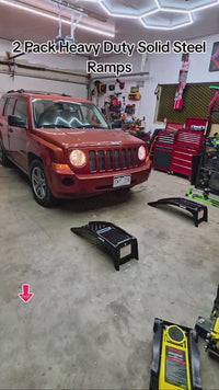Garvee Red Set of 2 Heavy Duty Car Ramps 88.9 cm with Night Safety Reflective Strips for Home Garage and Workshop