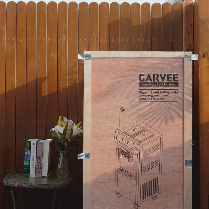 Garvee Commercial Soft Ice Cream Machine 3 Flavours Clean LED Panel Perfect for Restaurants Snack Bars Supermarkets 2200W Silver Freestanding (Without Pre-Chill)