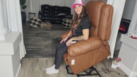 Garvee Electric Power Lift Riser Recliner Chair for Elderly Massage & Heat Vibration Sofa with USB Port and Cup Holders Brown PU Leather