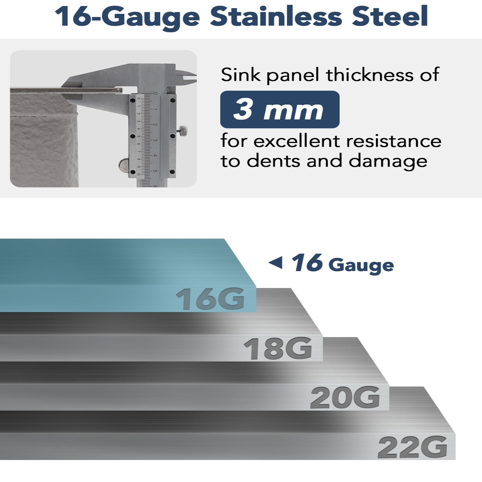 Garvee 71×56 cm Drop-In Top Mount Kitchen Sink, Single Bowl, 16 Gauge 304 Stainless Steel, Deep Basin, Silver