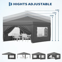 Garvee 3x3m Pop-Up Gazebo with 4 Sidewalls – Heavy-Duty Waterproof Garden Marquee, 420D UV50+ Canopy with Adjustable Height for Outdoor Events