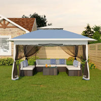 Garvee 3x3 m Navy Blue Pop Up Foldable Garden Gazebo Canopy 2.65 m Height with Rain Gutter and Waterproof 300D Oxford Fabric for Outdoor Events 50+ UV Resistance