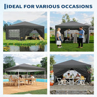 Garvee 3x3m Pop-Up Gazebo with 4 Sidewalls – Heavy-Duty Waterproof Garden Marquee, 420D UV50+ Canopy with Adjustable Height for Outdoor Events