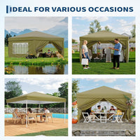 Garvee 3x3m Pop-Up Gazebo with 4 Sidewalls – Heavy-Duty Waterproof Garden Marquee, 420D UV50+ Canopy with Adjustable Height for Outdoor Events