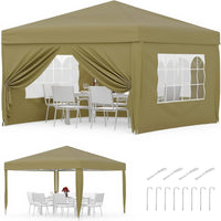 Garvee 3x3m Pop-Up Gazebo with 4 Sidewalls – Heavy-Duty Waterproof Garden Marquee, 420D UV50+ Canopy with Adjustable Height for Outdoor Events