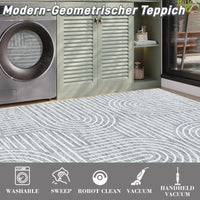 Garvee Grey 60×230Cm Modern Washable Area Rug Blue Large Traditional Living Room Carpet Distressed Non Slip Textured Floor Mat Bedroom Dining Room Home Decor
