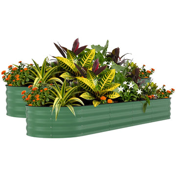 Garvee 2-Pack 244*61*46 cm Galvanised Metal Raised Garden Beds Large Deep Planter Boxes for Allotments, Vegetables & Flowers Green